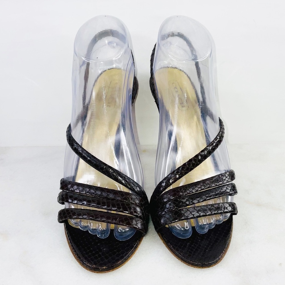 Coach Brown Beatriz Snake Skin Heel Sandals - Picture 2 of 9